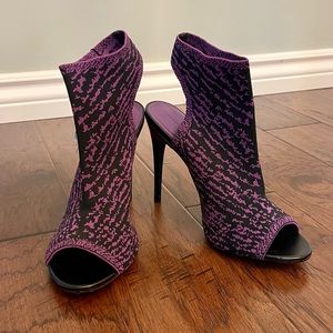 Zara Purple with Black Brand New with Tags Stretchy Open Toed Heels